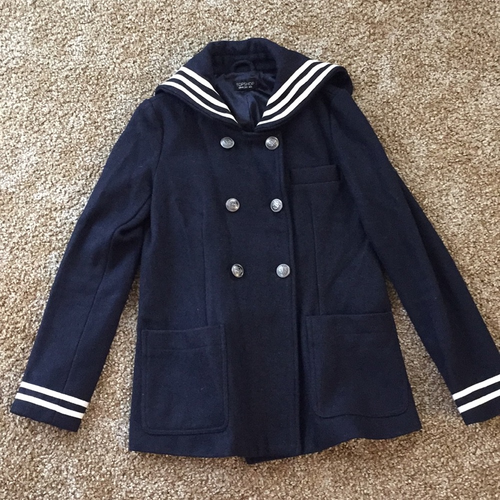 Top shop sailor coat navy size 2 xs